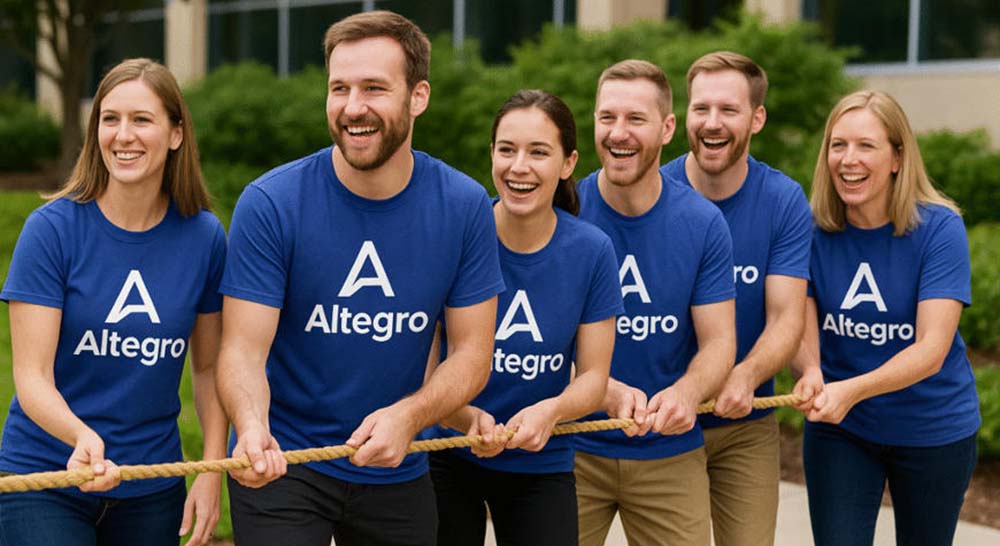 employees wearing personalized tees for corporate team building events