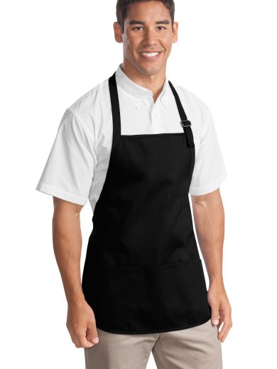 Port Authority® Medium-Length Apron with Pouch Pockets.