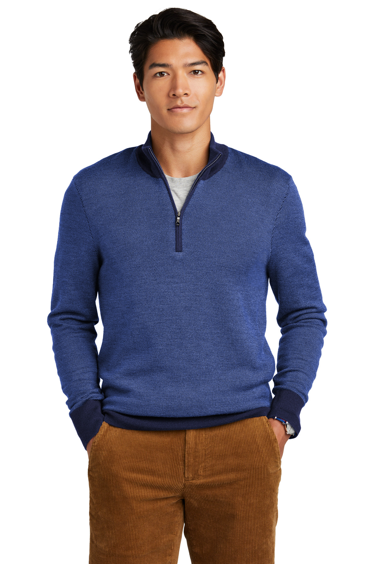Brooks Brothers® Washable Merino Birdseye 1/4-Zip Sweater - Image 2