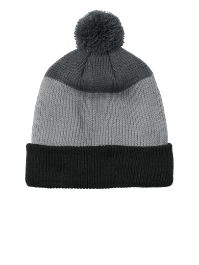 Port Authority® Cozy Striped Pom Beanie