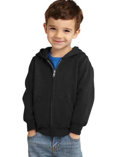 Port & Company® Toddler Core Fleece Full-Zip Hooded Sweatshirt.