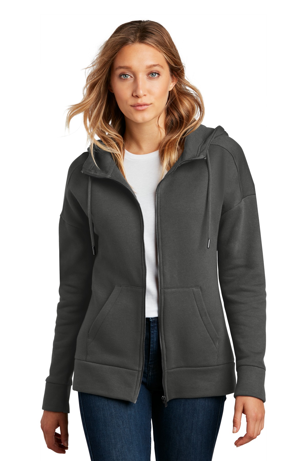 District ® Women's Perfect Weight ® Fleece Drop Shoulder Full-Zip Hoodie - Image 2