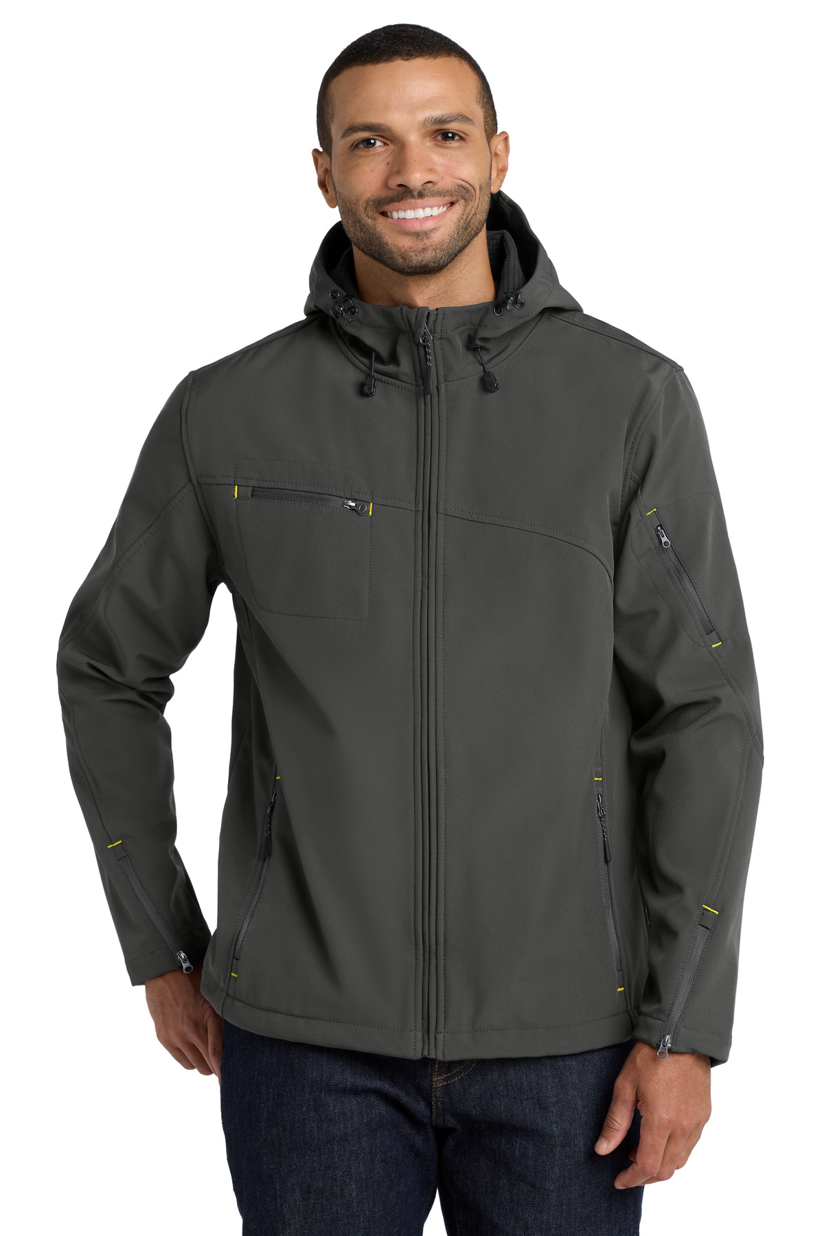 Port Authority® Textured Hooded Soft Shell Jacket. - Image 2