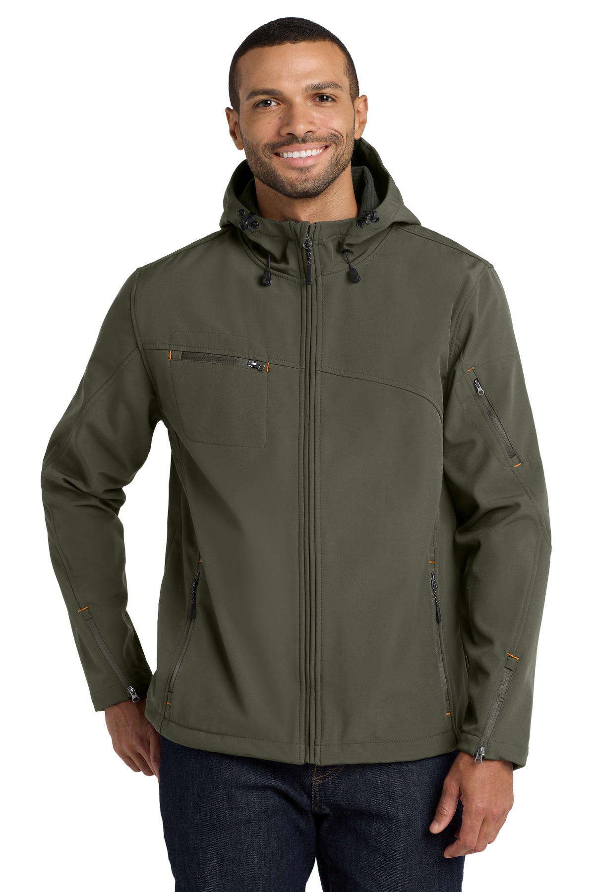 Port Authority® Textured Hooded Soft Shell Jacket. - Image 3