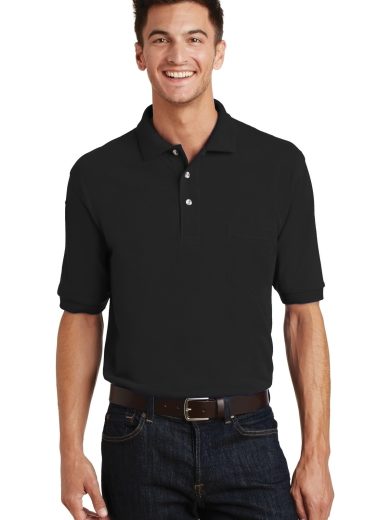 Port Authority® Heavyweight Cotton Pique Polo with Pocket.
