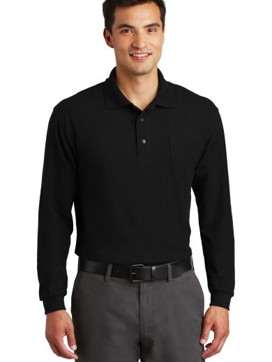 Port Authority® Long Sleeve Silk Touch™ Polo with Pocket.