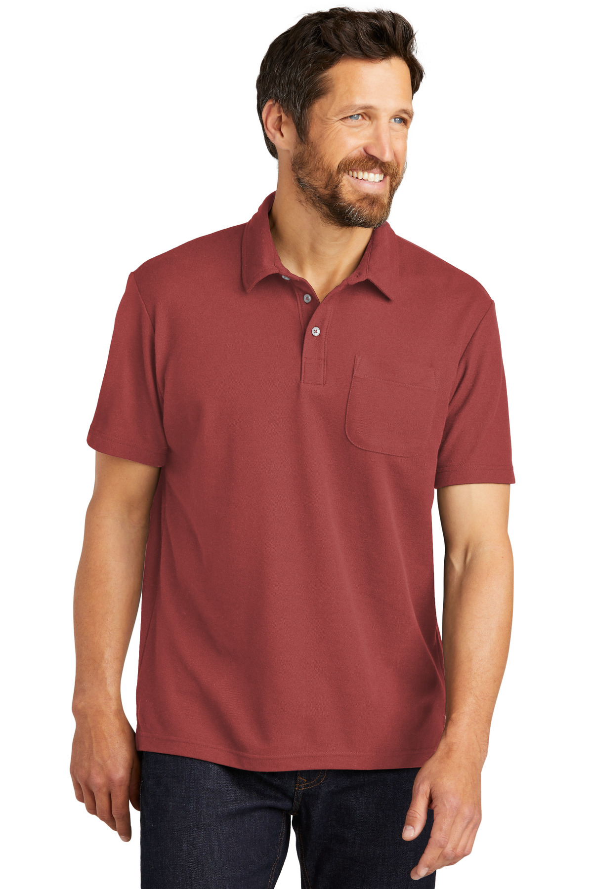 Port Authority® C-FREE® Cotton Blend Pique Pocket Polo - Image 4