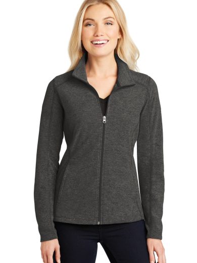 Port Authority® Women's Heather Microfleece Full-Zip Jacket.