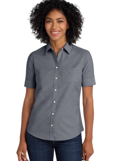 Port Authority® Women's Short Sleeve SuperPro™ Oxford Shirt.