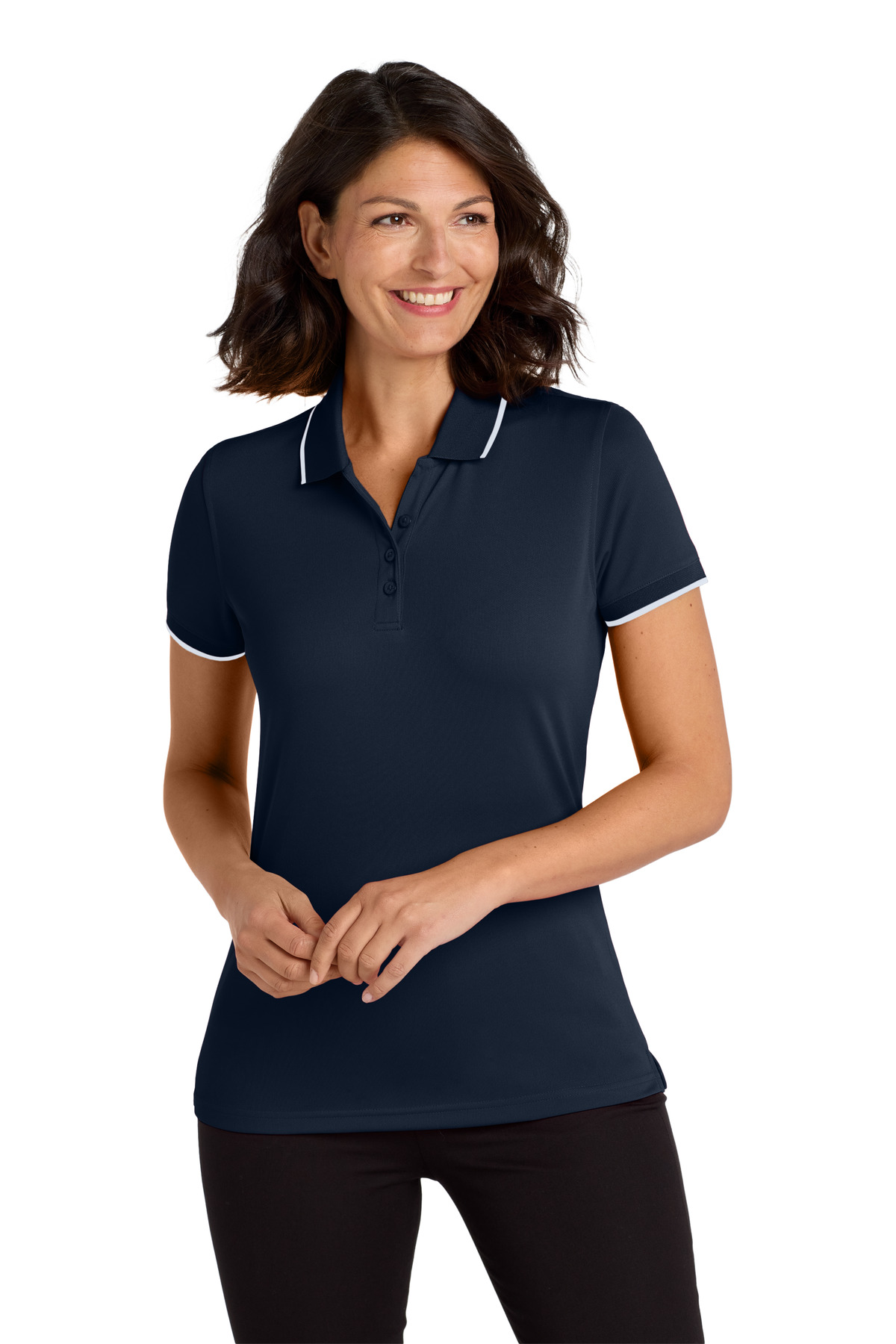 Port Authority® Women's Dry Zone® UV Micro-Mesh Tipped Polo. - Image 2