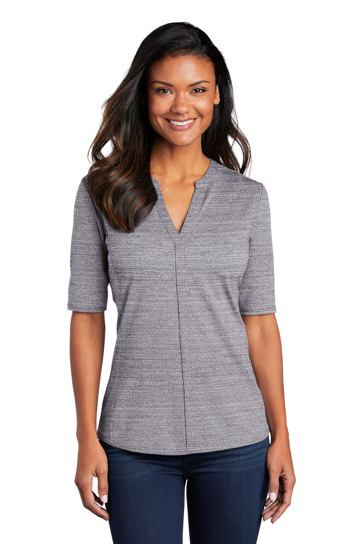 Port Authority ® Women's Stretch Heather Open Neck Top - Image 2