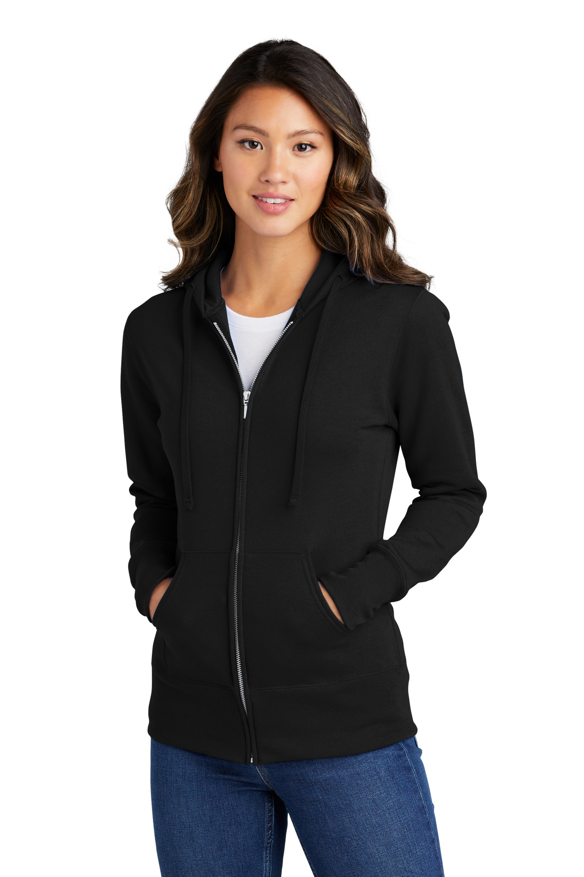 Port & Company® Women's Core Fleece Full-Zip Hooded Sweatshirt.