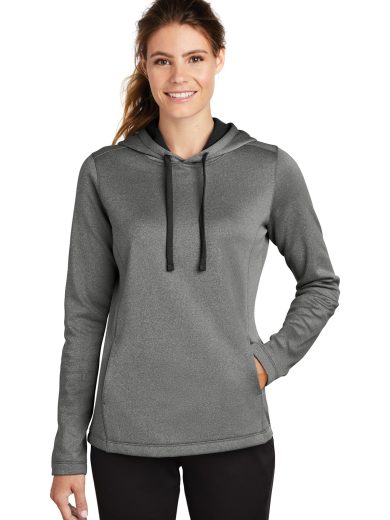 Sport-Tek ® Women's PosiCharge ® Sport-Wick ® Heather Fleece Hooded Pullover.