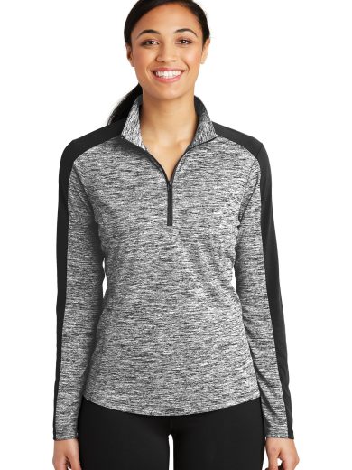 Sport-Tek® Women's PosiCharge® Electric Heather Colorblock 1/4-Zip Pullover.