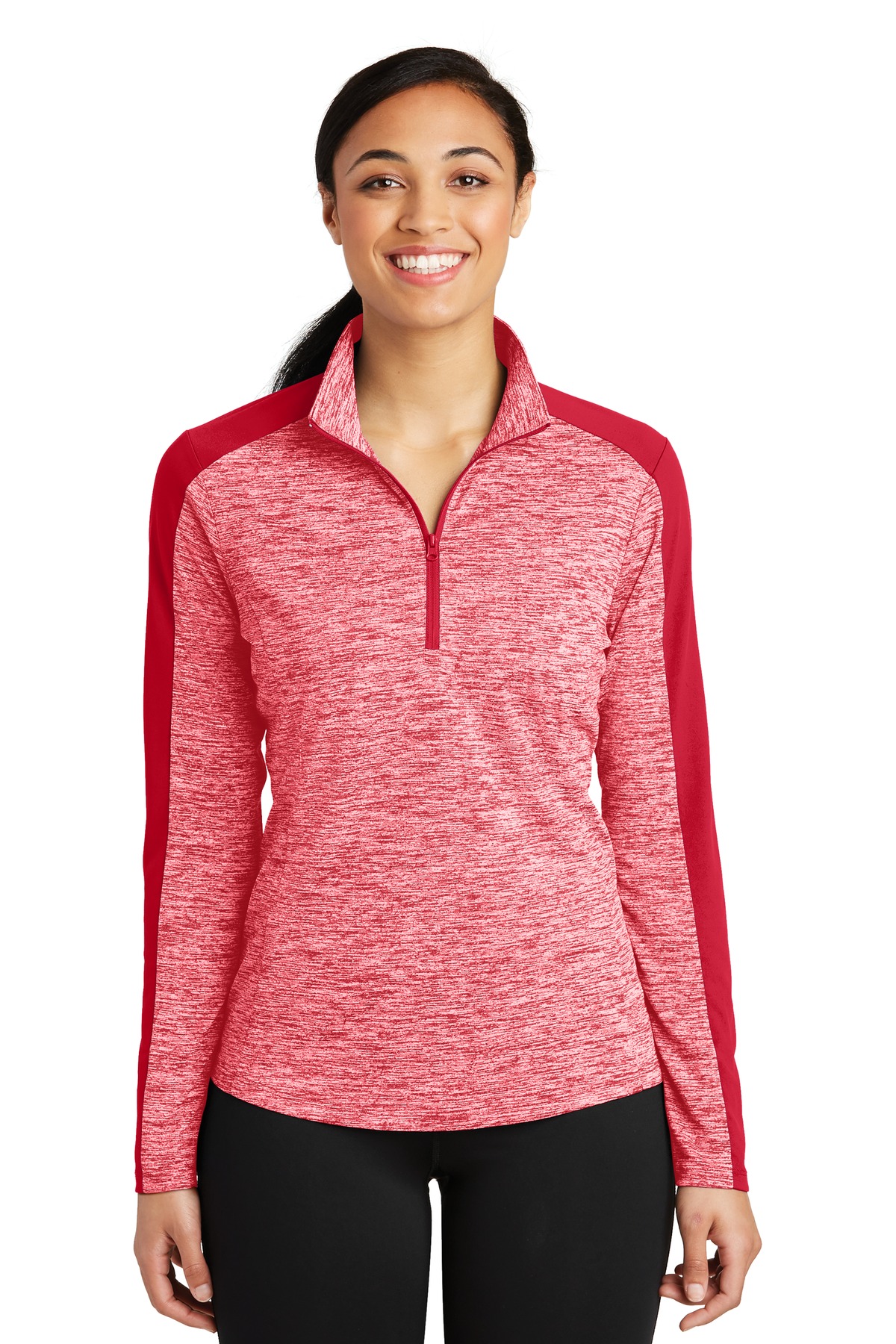 Sport-Tek® Women's PosiCharge® Electric Heather Colorblock 1/4-Zip Pullover. - Image 3
