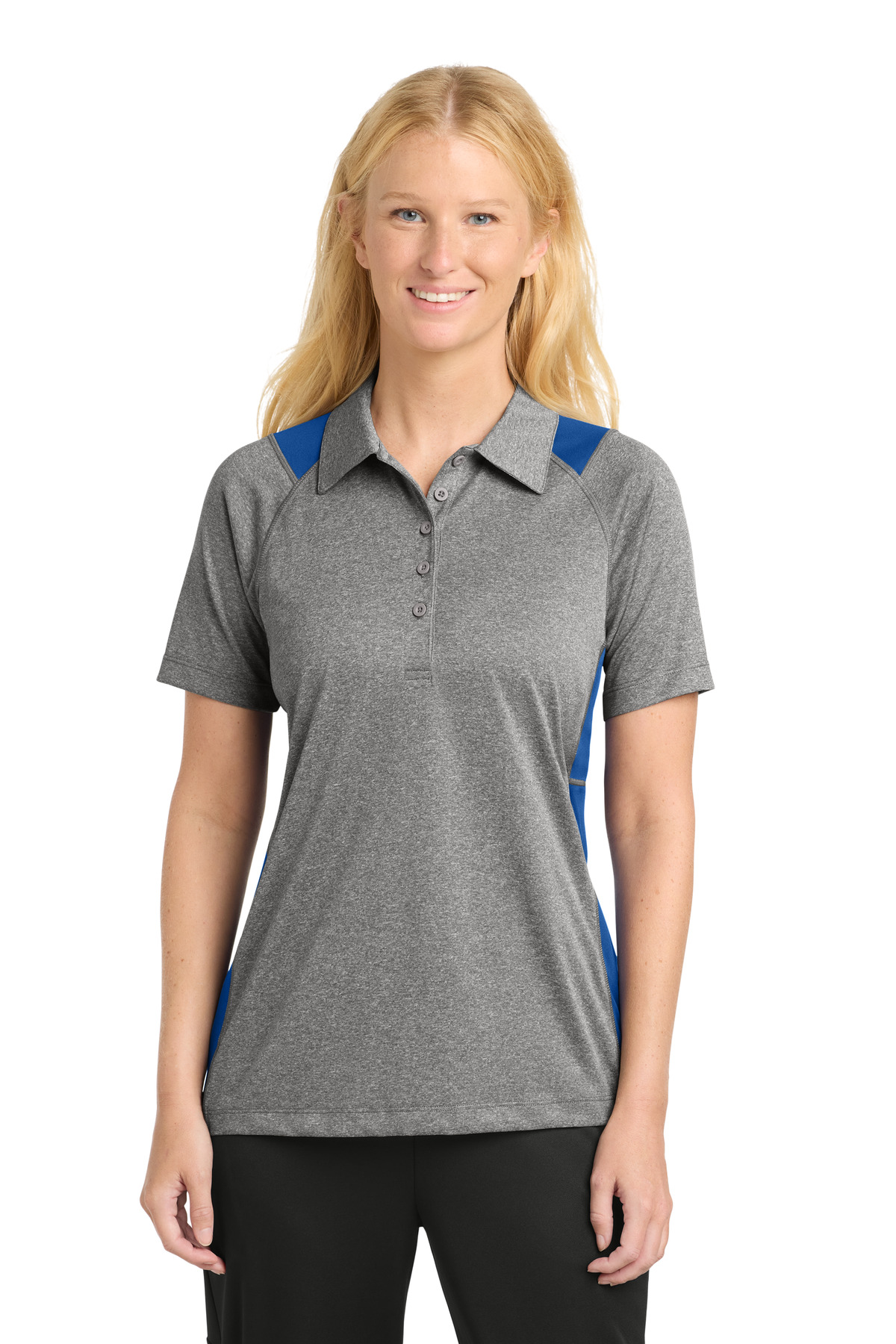 Sport-Tek® Women's Heather Colorblock Contender™ Polo. - Image 4