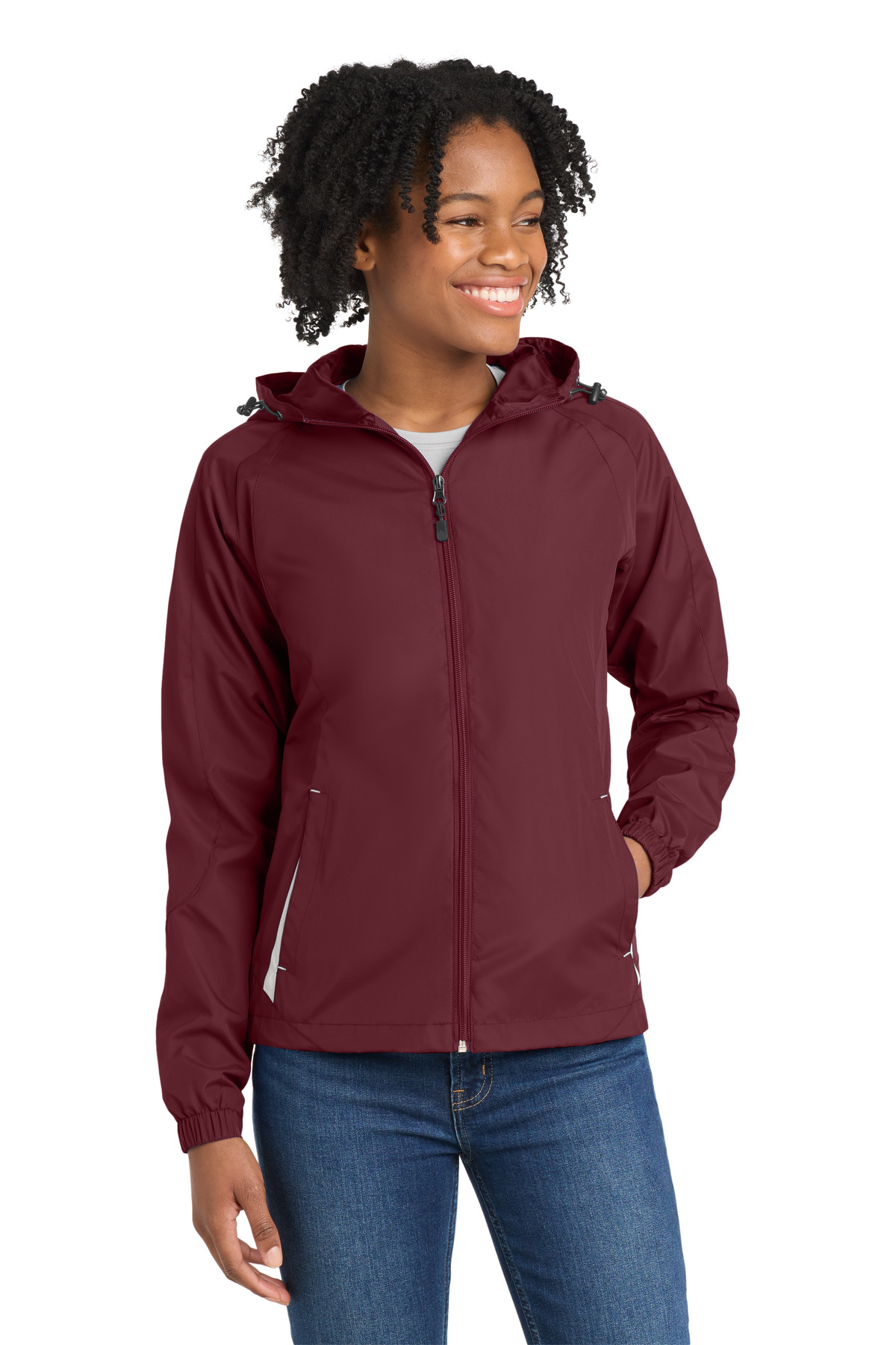 Sport-Tek® Women's Colorblock Hooded Raglan Jacket. - Image 6