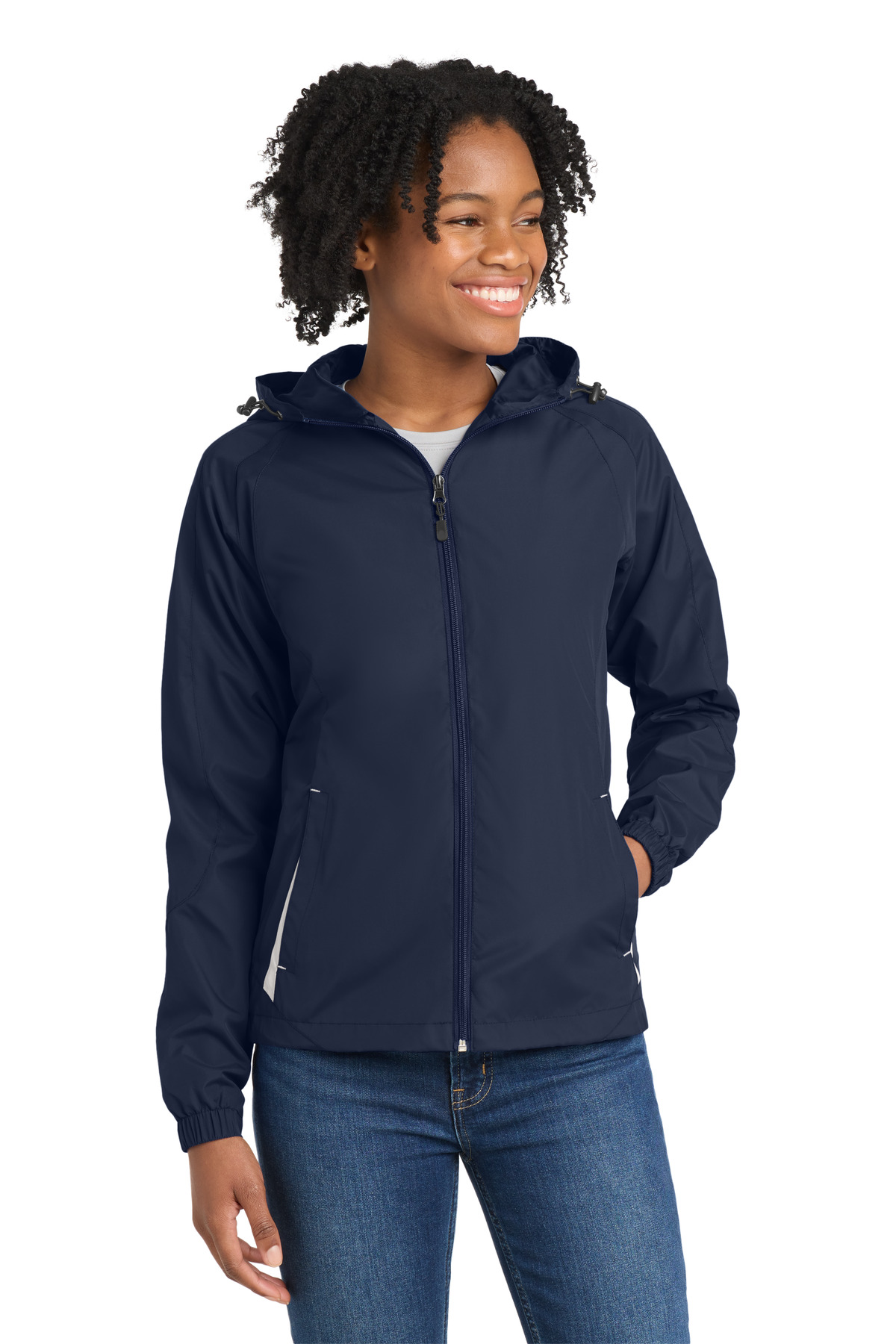 Sport-Tek® Women's Colorblock Hooded Raglan Jacket. - Image 3