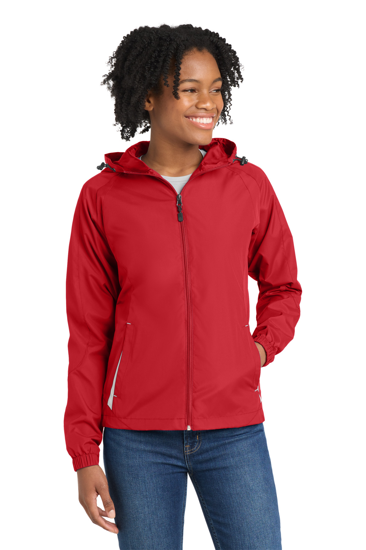 Sport-Tek® Women's Colorblock Hooded Raglan Jacket. - Image 4