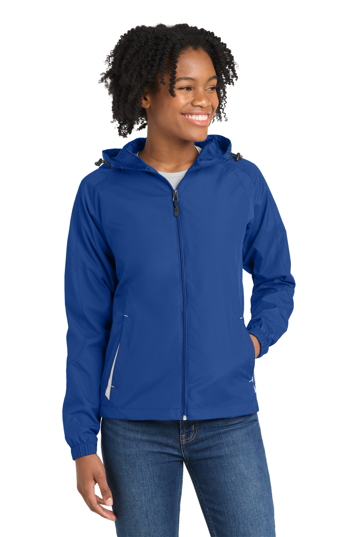 Sport-Tek® Women's Colorblock Hooded Raglan Jacket. - Image 5