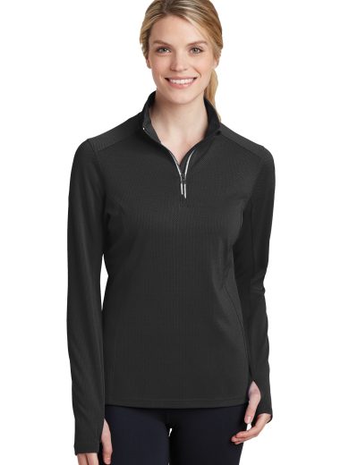 Sport-Tek® Women's Sport-Wick® Textured 1/4-Zip Pullover.
