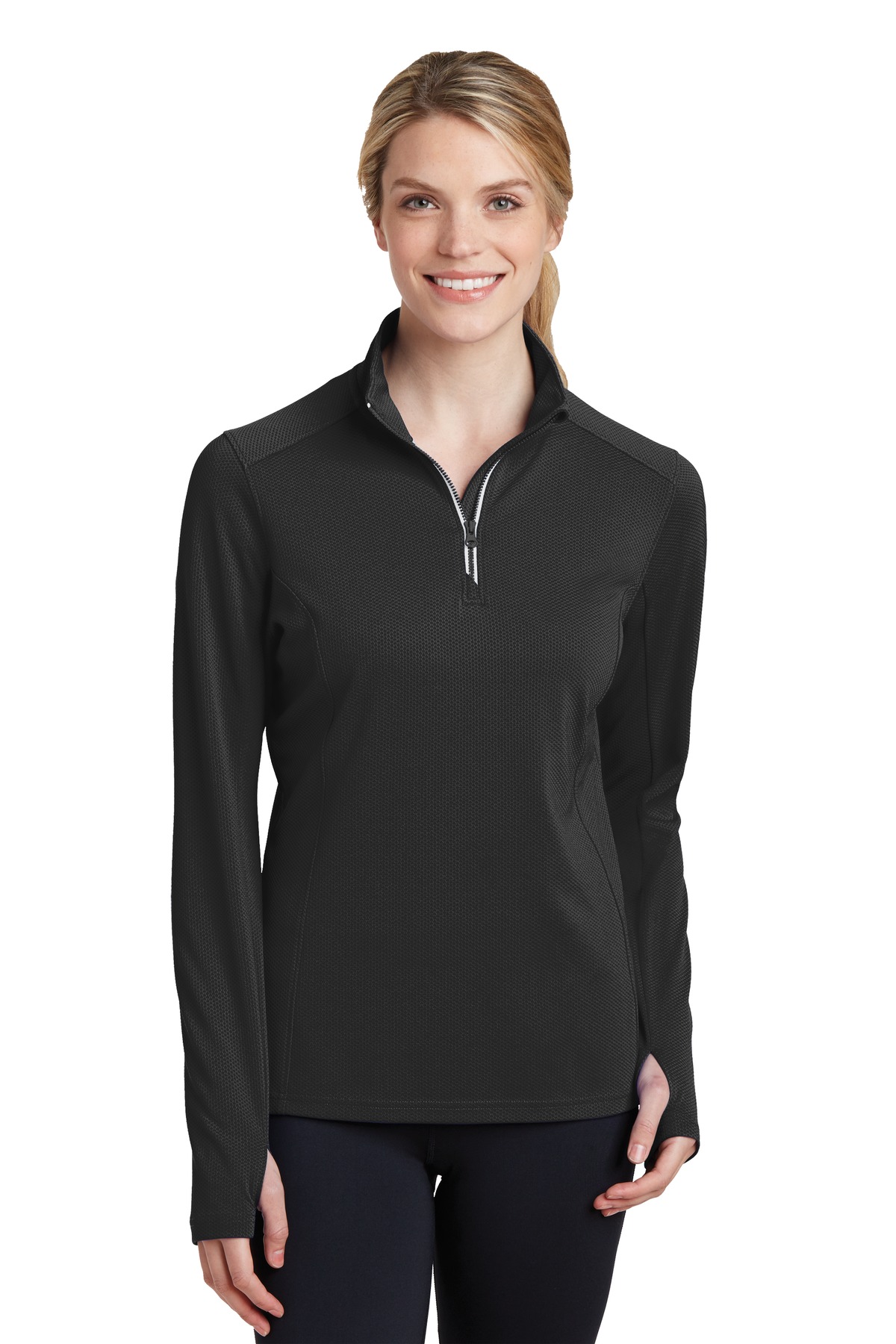 Sport-Tek® Women's Sport-Wick® Textured 1/4-Zip Pullover.