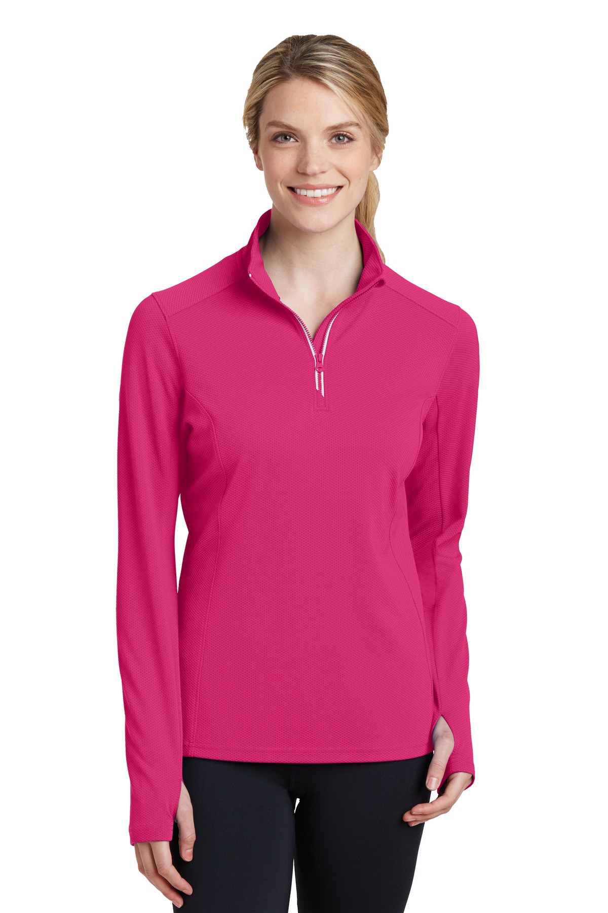 Sport-Tek® Women's Sport-Wick® Textured 1/4-Zip Pullover. - Image 5