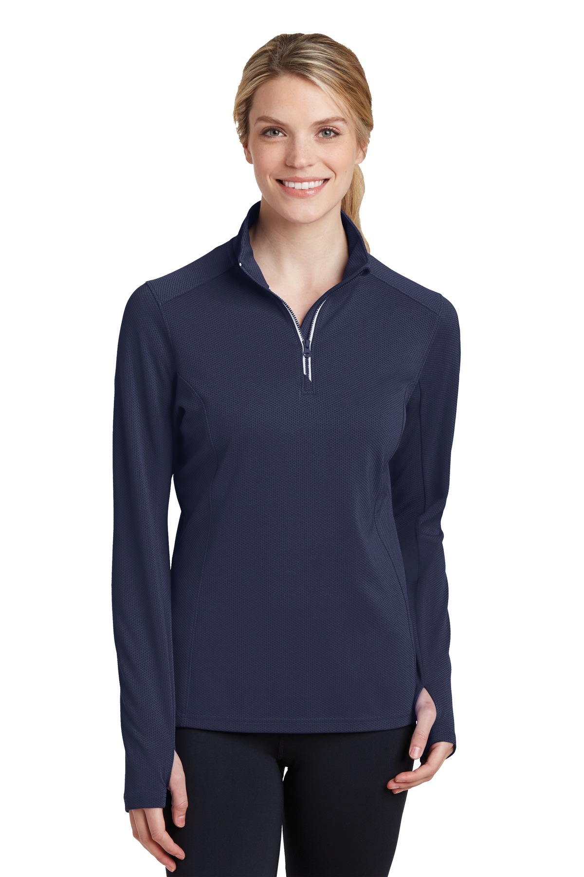 Sport-Tek® Women's Sport-Wick® Textured 1/4-Zip Pullover. - Image 2