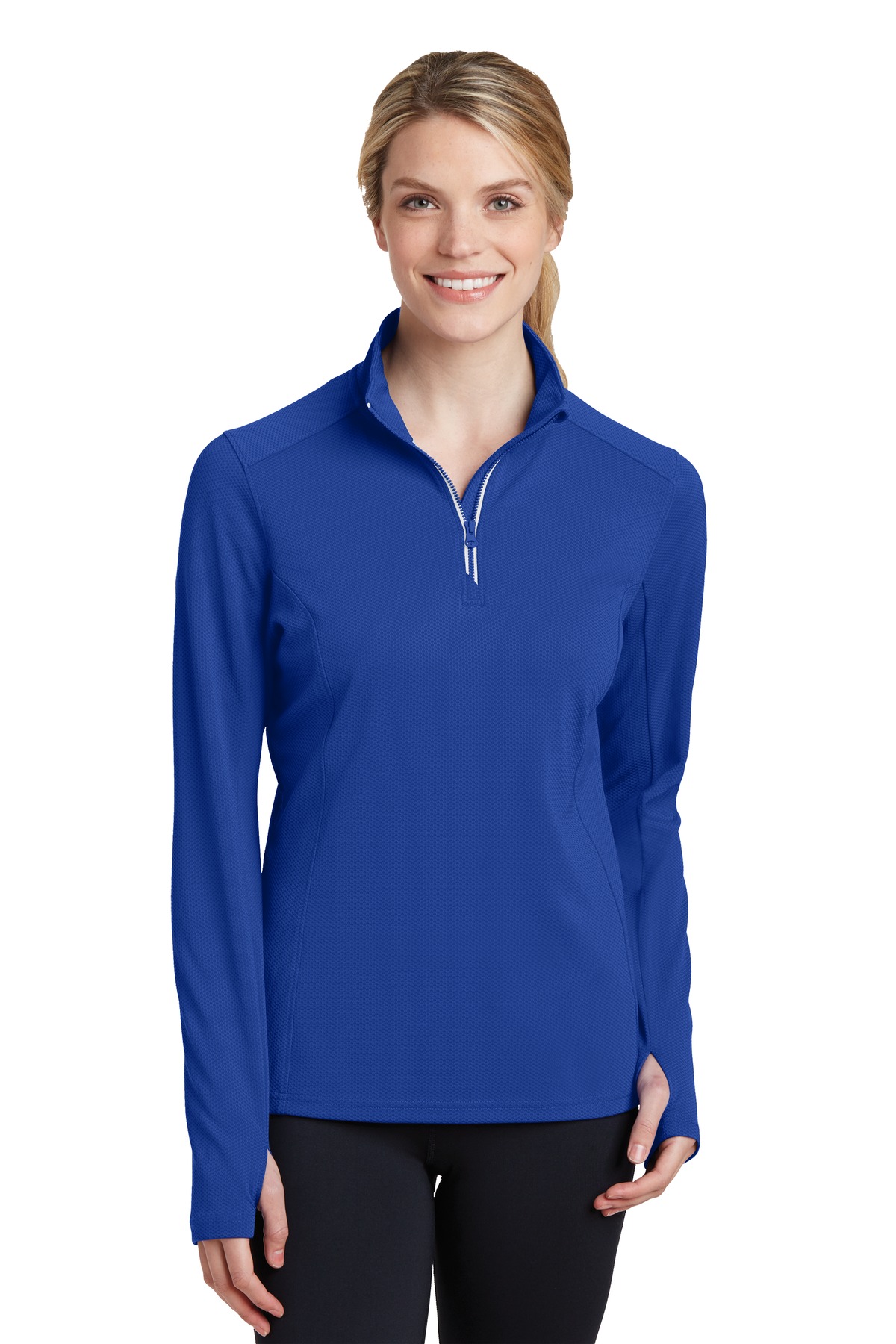 Sport-Tek® Women's Sport-Wick® Textured 1/4-Zip Pullover. - Image 4