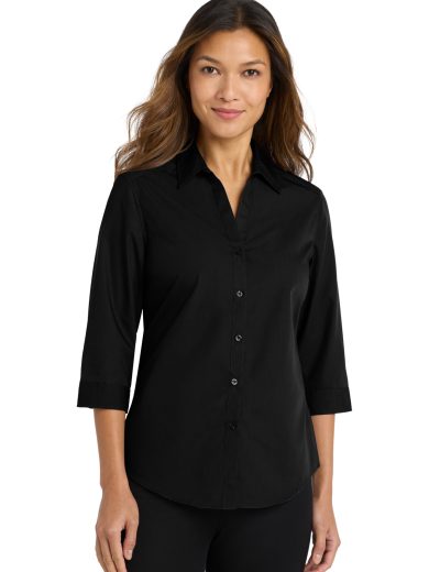 Port Authority® Women's 3/4-Sleeve Carefree Poplin Shirt.
