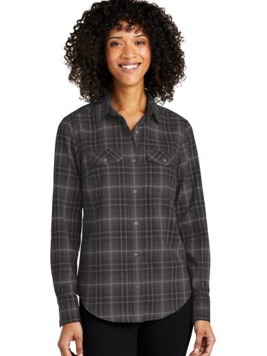 Port Authority® Women's Long Sleeve Ombre Plaid Shirt