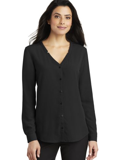 Port Authority® Women's Long Sleeve Button-Front Blouse.
