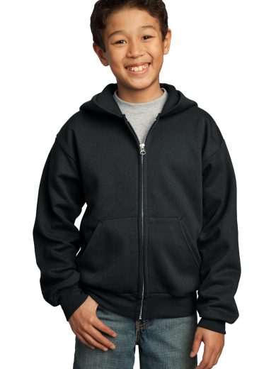 Port & Company® - Youth Core Fleece Full-Zip Hooded Sweatshirt.