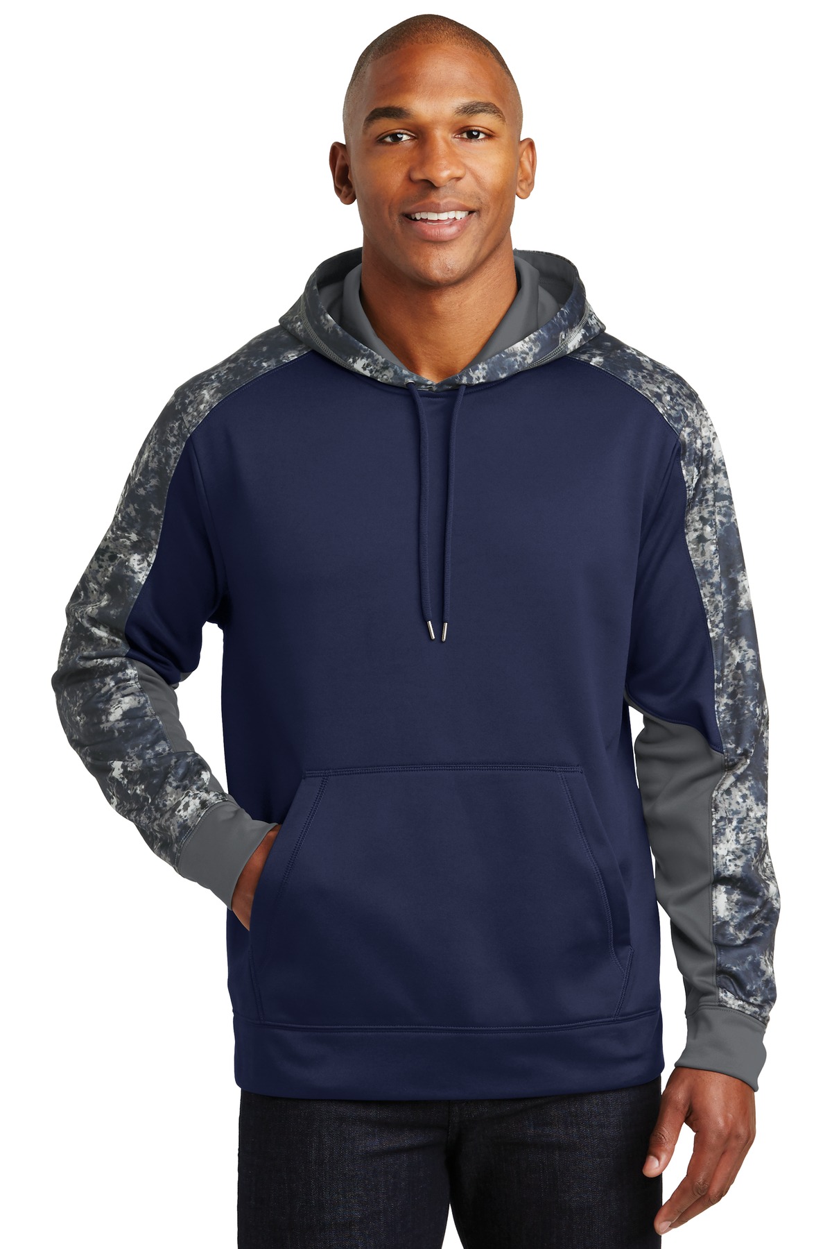 Sport-Tek® Sport-Wick® Mineral Freeze Fleece Colorblock Hooded Pullover. - Image 2