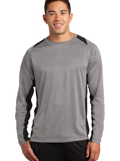 Sport-Tek® Long Sleeve Heather Colorblock Contender™ Tee.