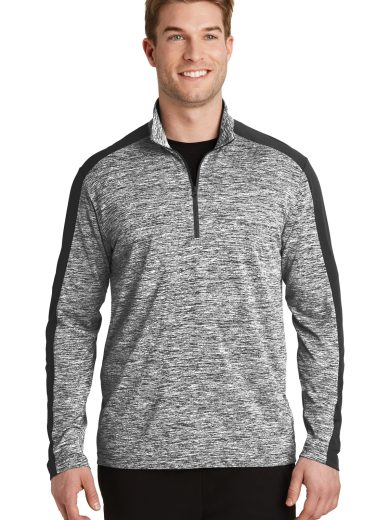 Sport-Tek® PosiCharge® Electric Heather Colorblock 1/4-Zip Pullover.