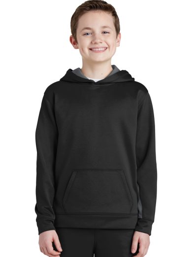 Sport-Tek® Youth Sport-Wick® Fleece Colorblock Hooded Pullover.