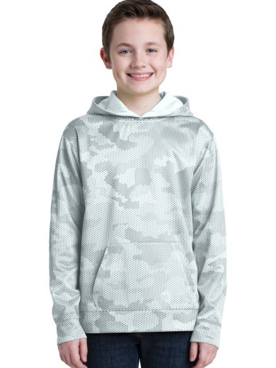 Sport-Tek® Youth Sport-Wick® CamoHex Fleece Hooded Pullover.