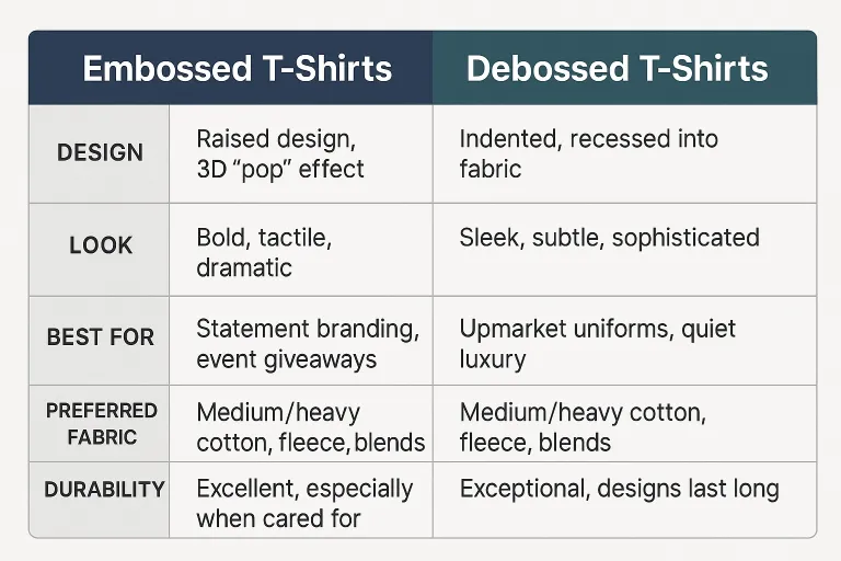 Embossed and Debossed T-Shirt Infographic