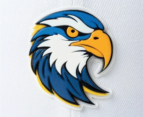 3D eagle logo on hat using Liquid 3D printing