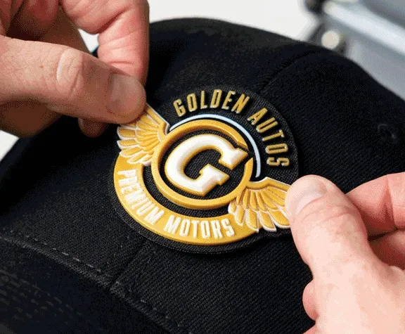Liquid 3D 3D logo on black hat for Golden Autos