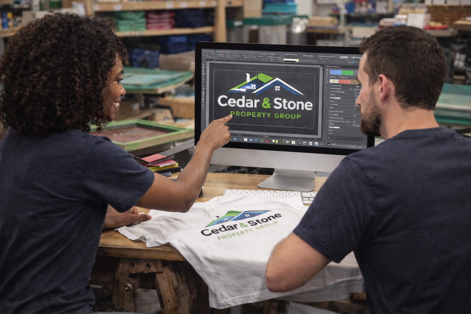 Preparing a vector logo file for screen printing on custom t-shirts in a print shop
