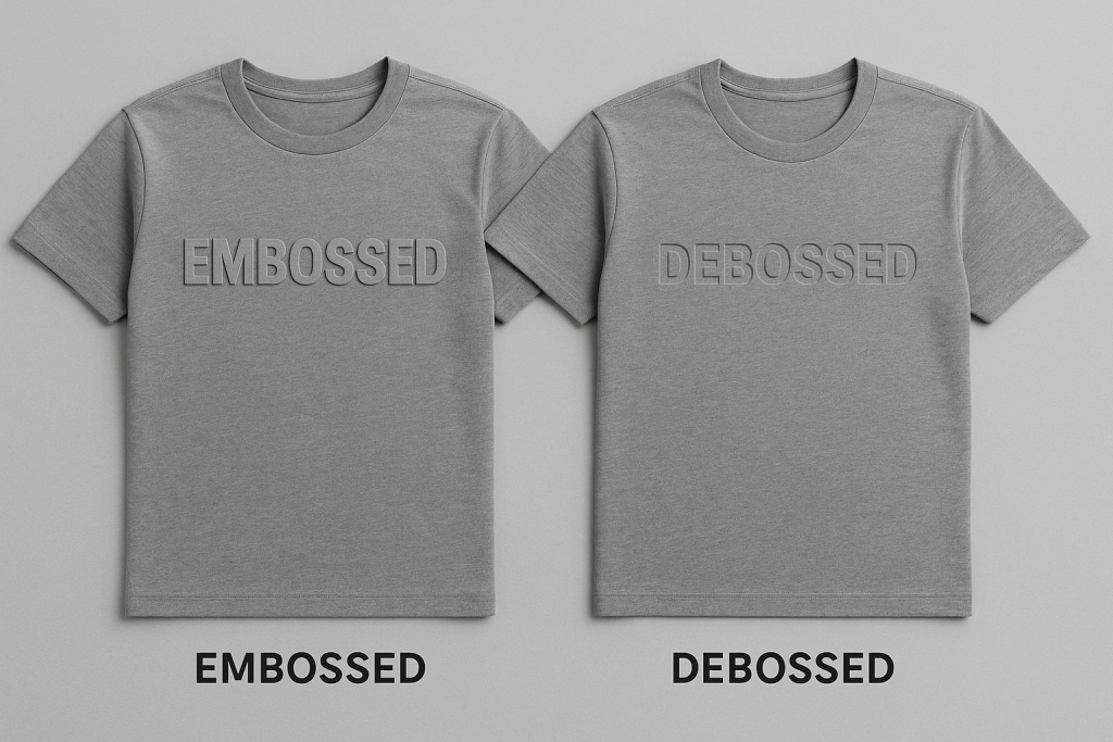 Embossed vs Debossed T Shirt Comparison