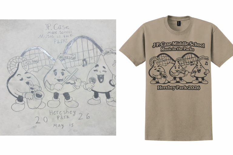 Pencil Sketch to Finished T-Shirt Design Comparison