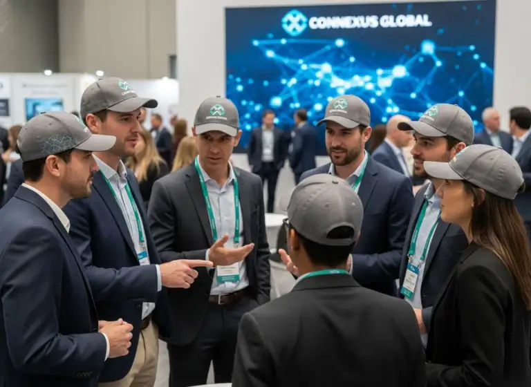 Team of professionals wearing logo embroidered hats.