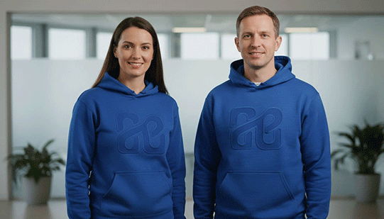 Embossed company logos on the chest
