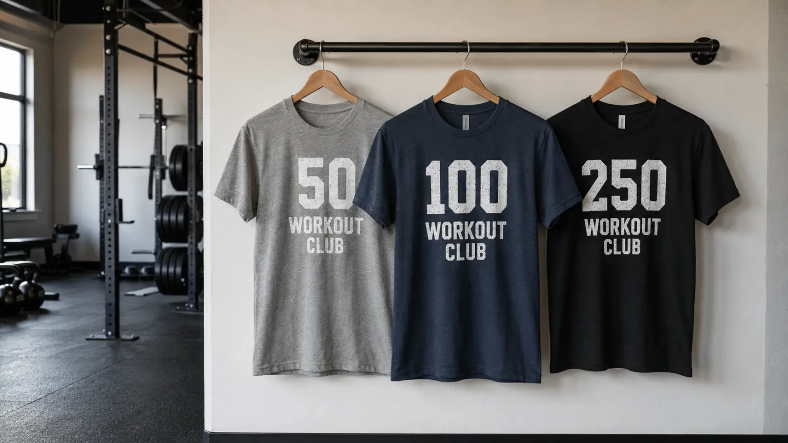 Gym Milestone T-Shirts: Reward 50, 100 and 250 Workouts