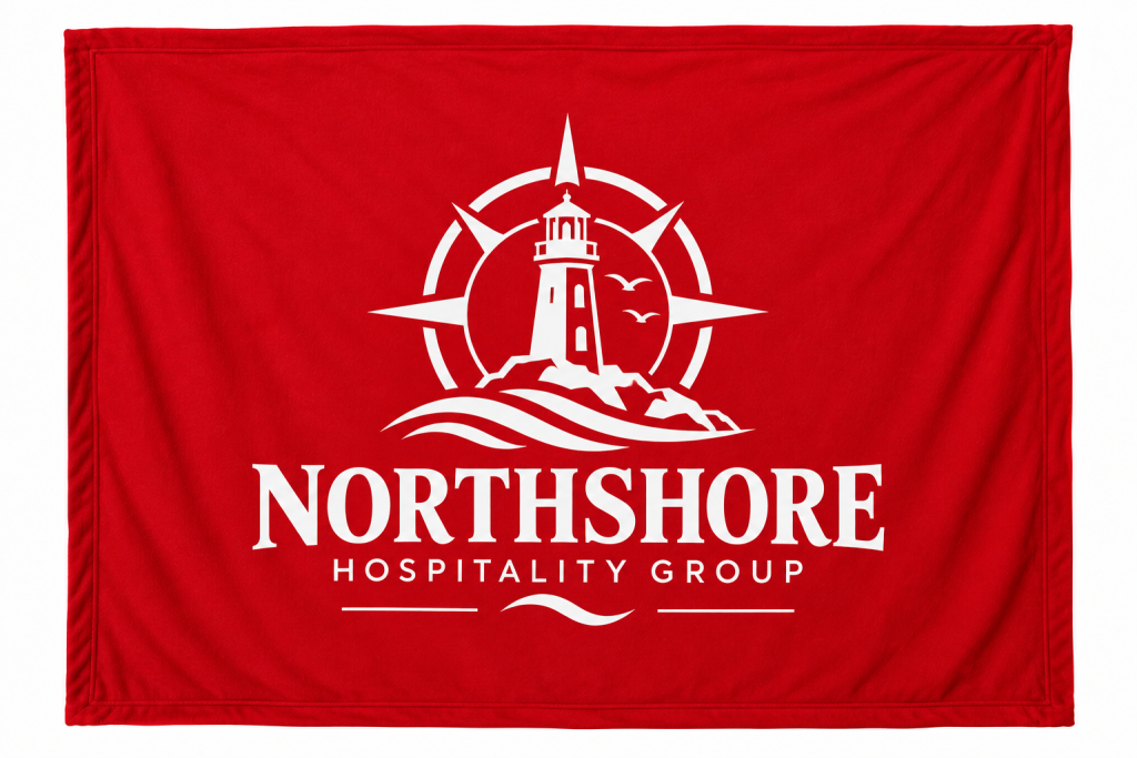 Custom 60" x 50" Blanket with company name and logo